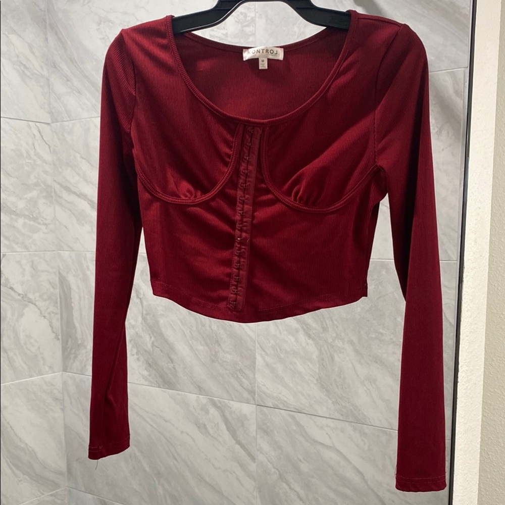 OAK + FORT Women's Red Long Sleeve Top